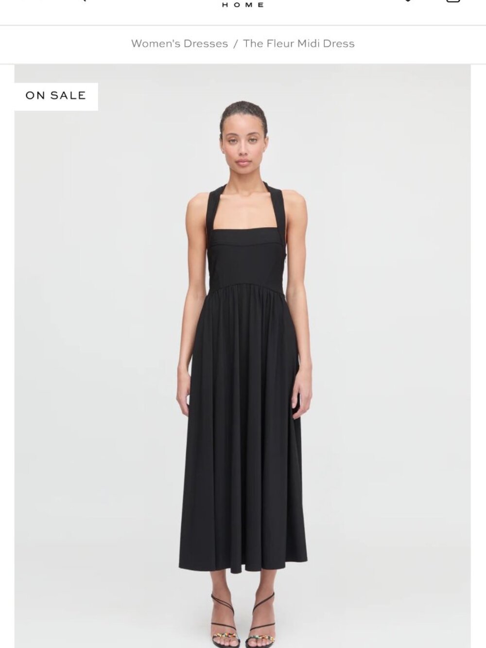 Hill House The Fleur Midi Dress Black Jersey Sz Small